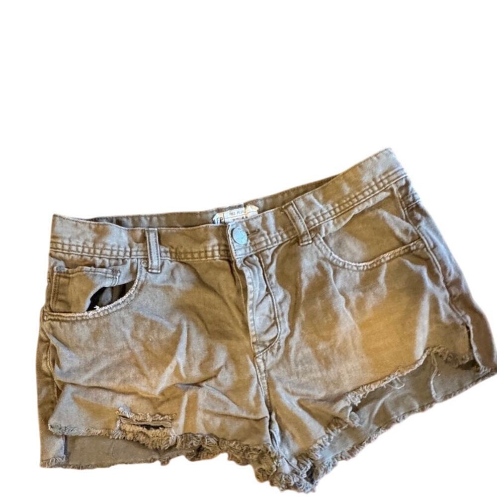 Free People Distressed Denim Shorts Womens Size 31 Gray Raw Hem Cutoff Festival
